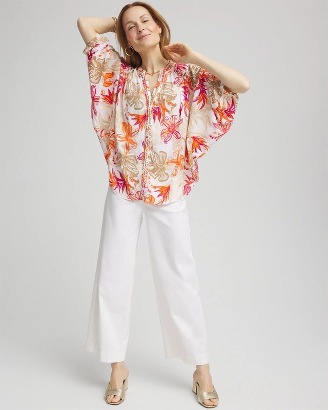 Floral Braided Batwing Blouse - image 2